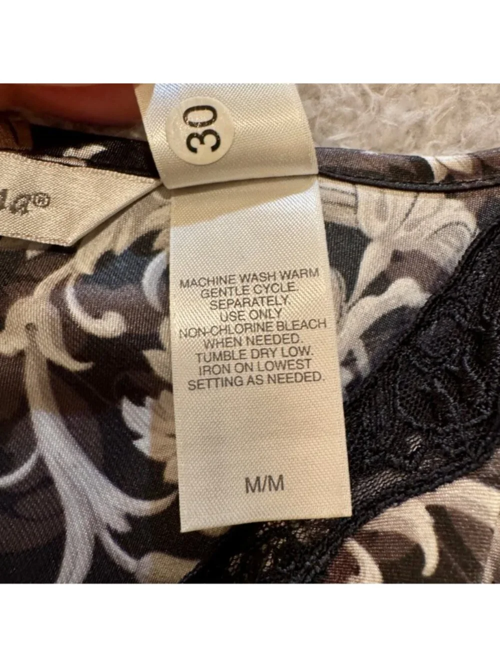 Adonna Black Silver Floral Slip Dress Satin Size M Whimsygoth Coquette Tie Back - Picture 9 of 9